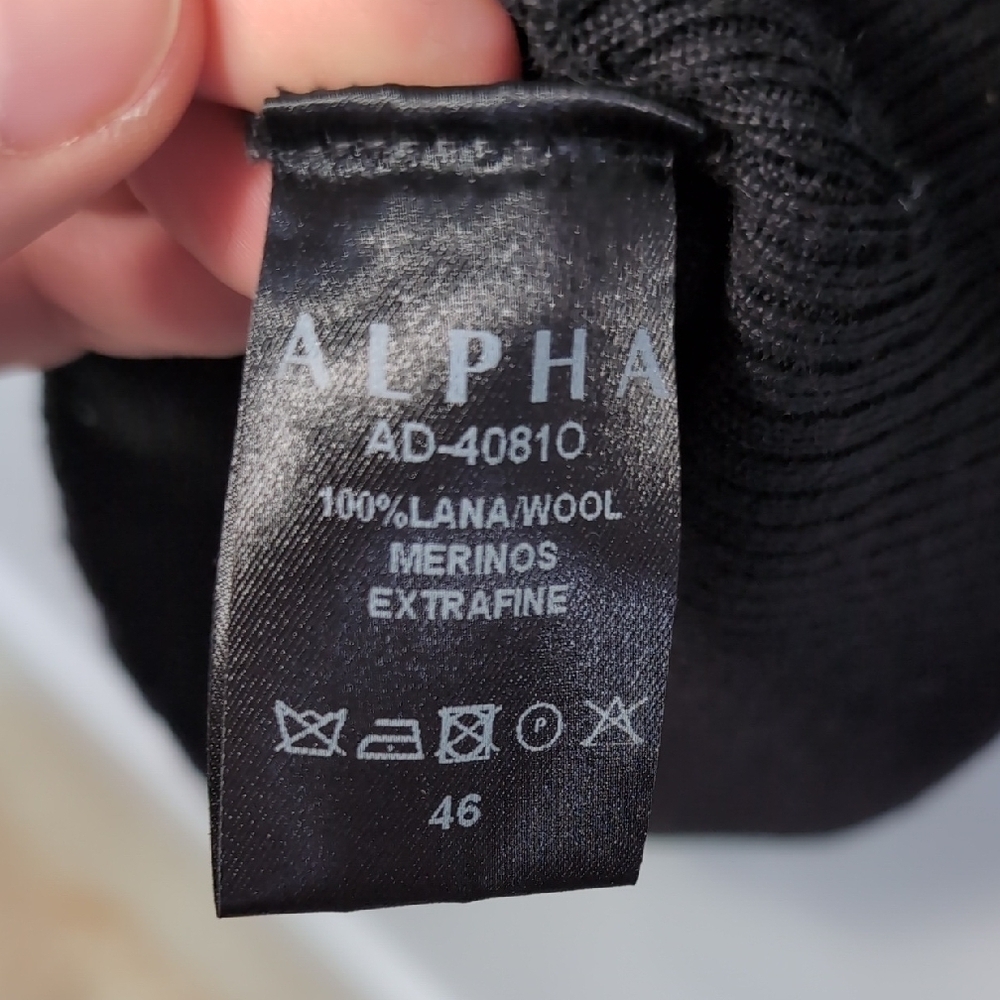 Alpha Massimo Rebecchi | 100% Wool Mini Black Sweater Dress Minimalist Size 10 - Picture 8 of 9